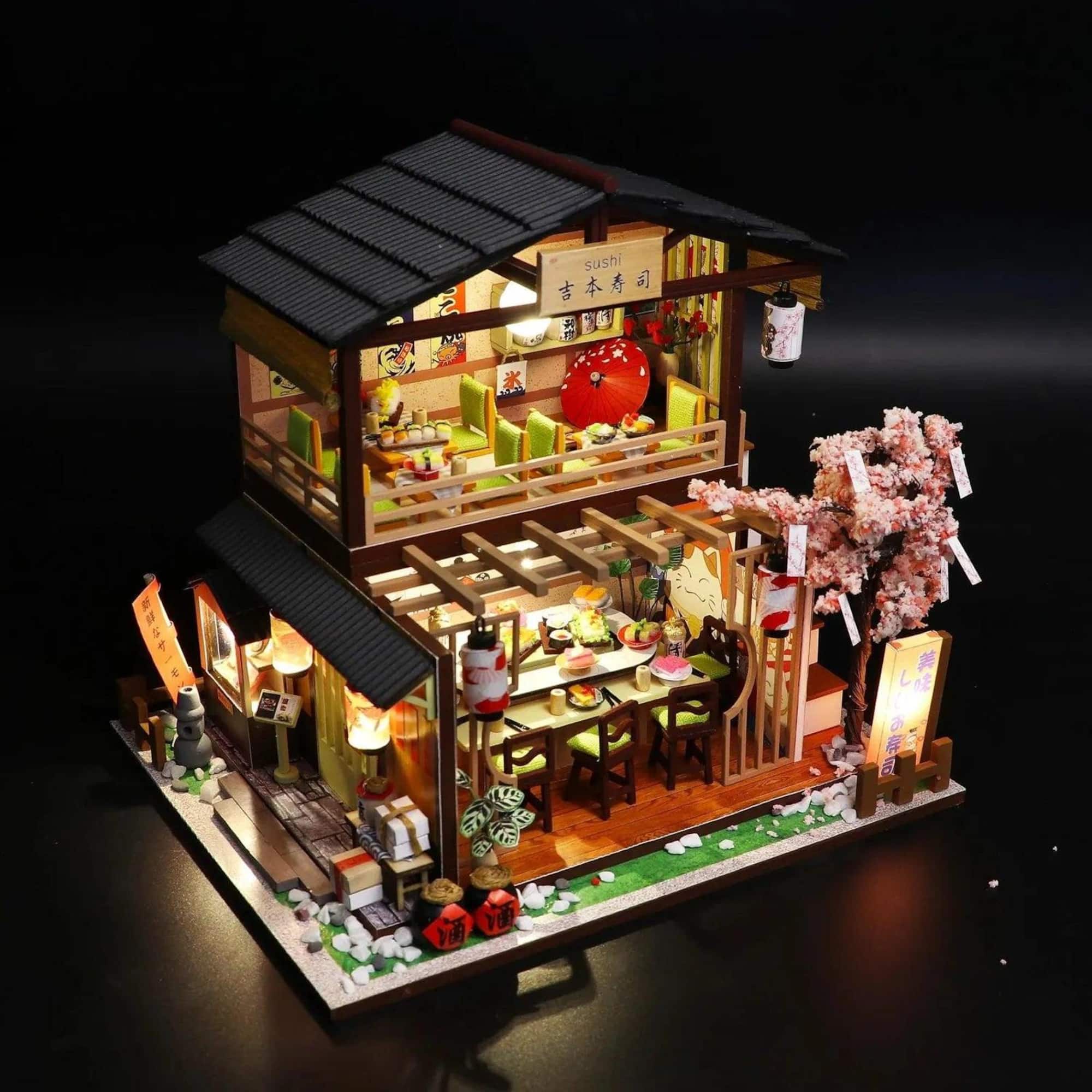 Wizardi Sushi Restaurant Miniature Dollhouse Roombox Kit
